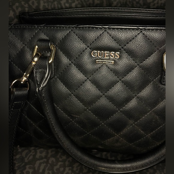 Guess Quilted black purse with gold hardware lightly used - Picture 2 of 5